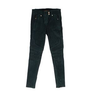 Balmain X H&M Green suede biker trousers.